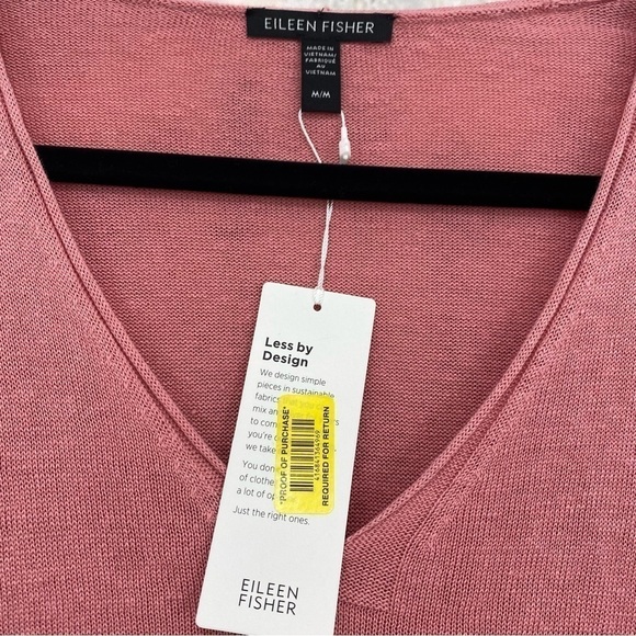Eileen Fisher Blossom Pink Organic Linen Cotton V-Neck Box Top Pocket Oversized - Picture 9 of 11
